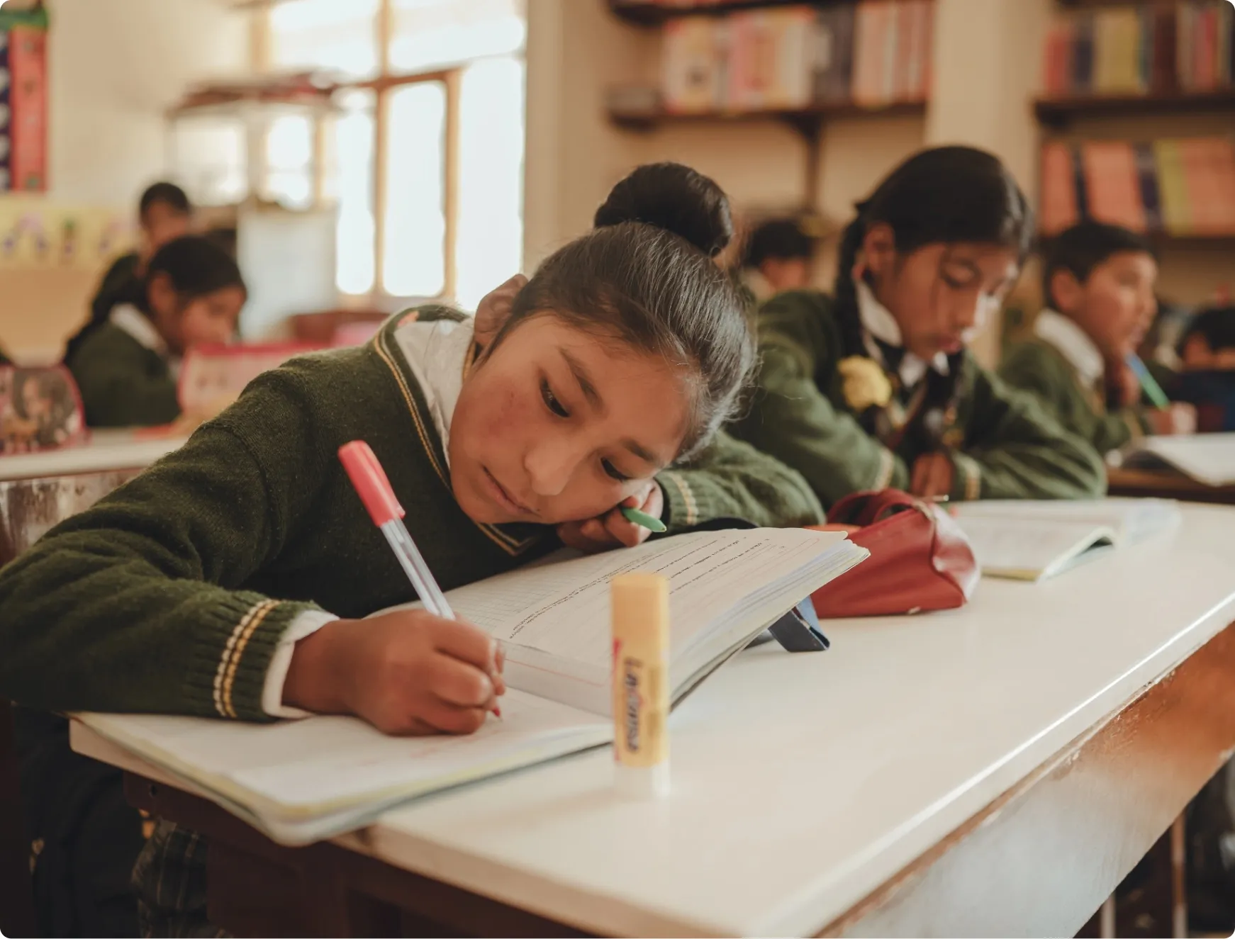 child studying